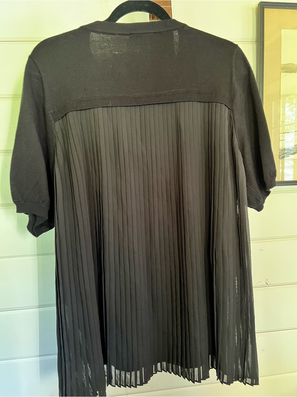 Adrianna Papell Women's Black Sweater - Classic Crewneck pleated back xL